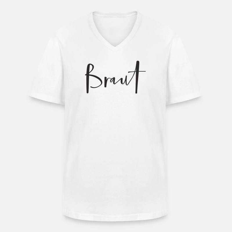 Braut – Stylisches Hochzeits-Textdesign - Männer-T-Shirt mit V-Ausschnitt - Weiß