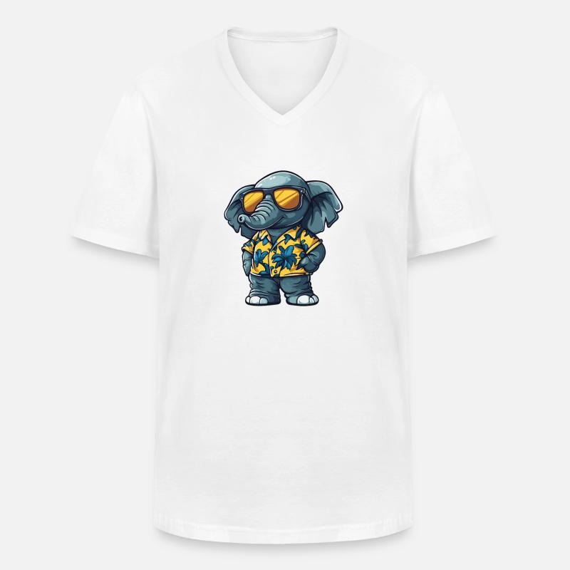 Elefant Comic Urlaub - Männer-T-Shirt mit V-Ausschnitt - Weiß