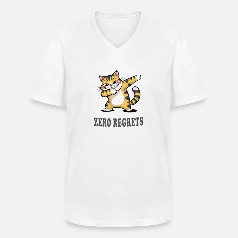 Zero Regrets Lustige Katze Sarkasmus Design - Männer-T-Shirt mit V-Ausschnitt - Weiß