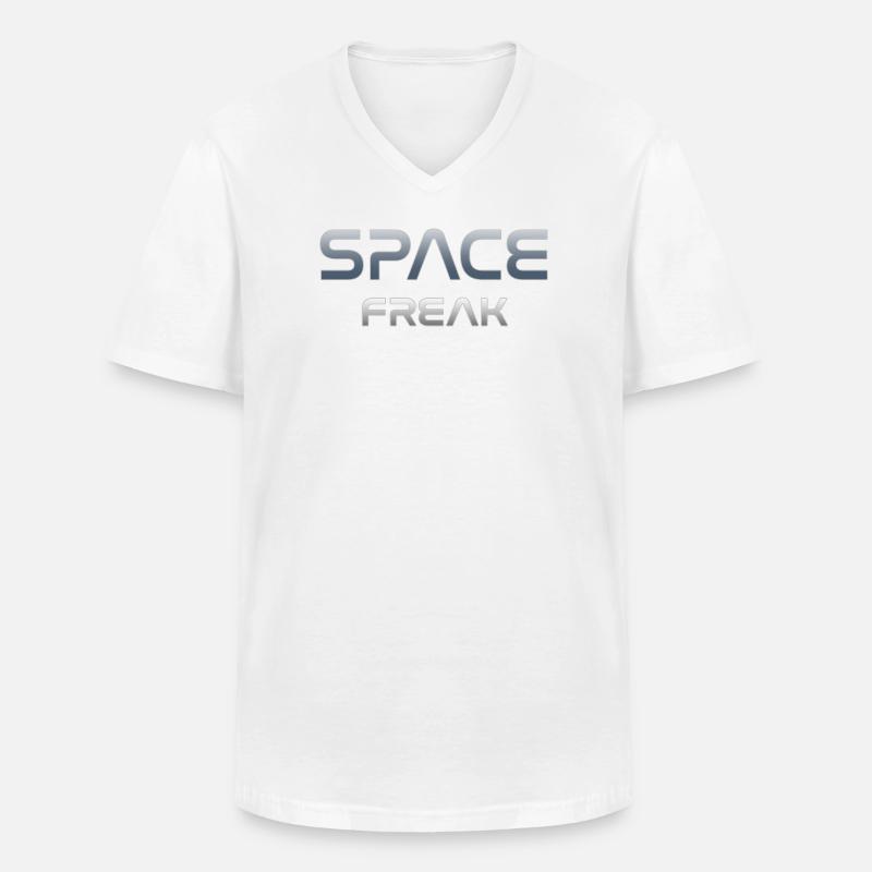 Space Freak Celestial Gradient Tee - Männer-T-Shirt mit V-Ausschnitt - Weiß