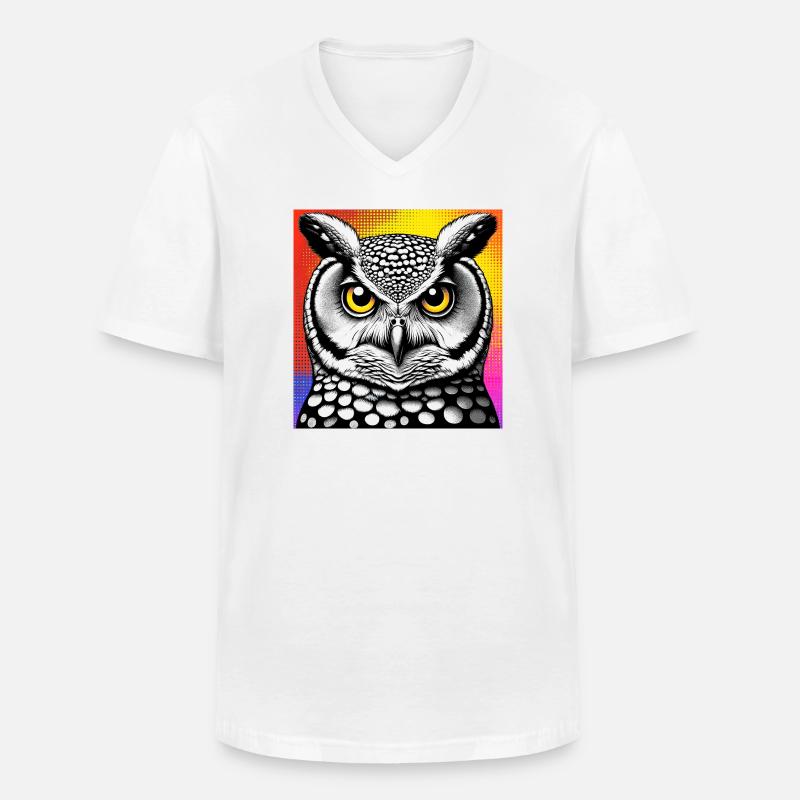 Eule - Männer-T-Shirt mit V-Ausschnitt - Weiß