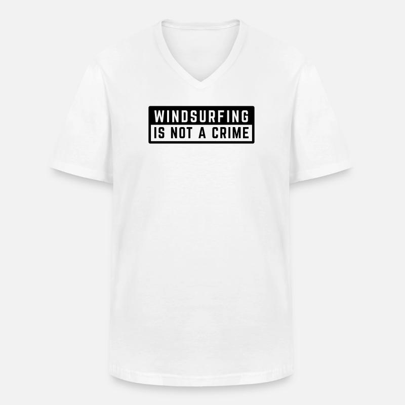 WINDSURFING IS NOT A CRIME - SURF  - Männer-T-Shirt mit V-Ausschnitt - Weiß