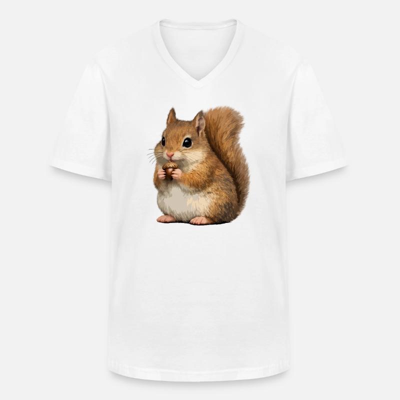 Eichhörnchen mit Eichel - Männer-T-Shirt mit V-Ausschnitt - Weiß