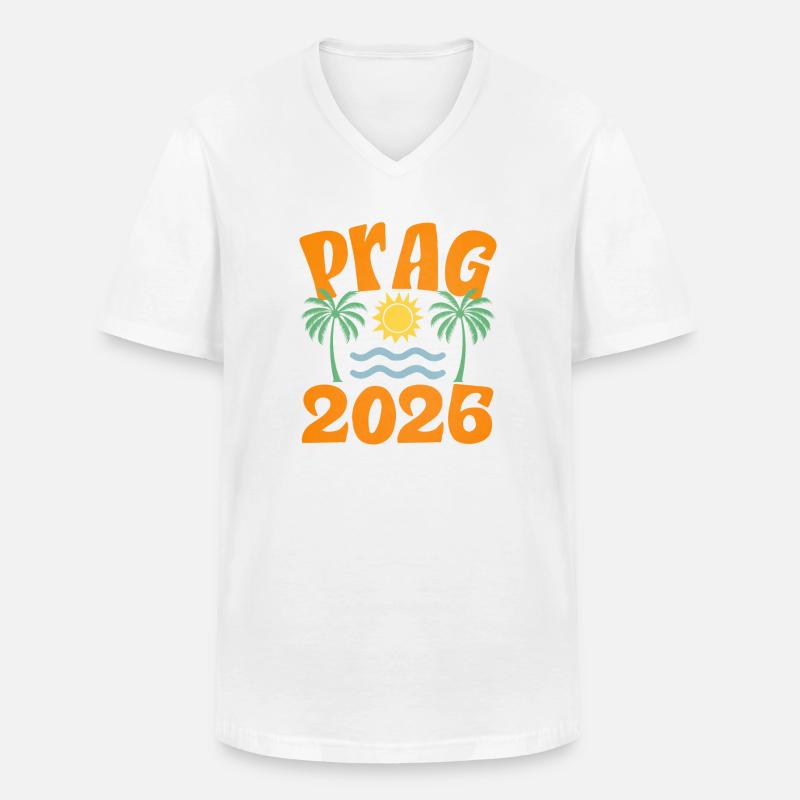 Prag 2026 - Männer-T-Shirt mit V-Ausschnitt - Weiß