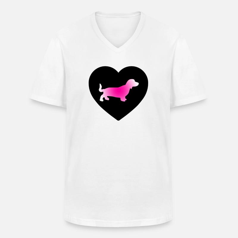 Dackel - Männer-T-Shirt mit V-Ausschnitt - Weiß