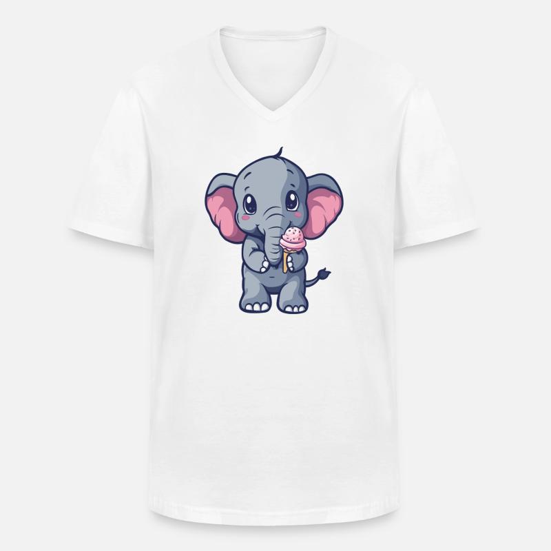 Kleiner Elefant Eiscreme Freund - Männer-T-Shirt mit V-Ausschnitt - Weiß