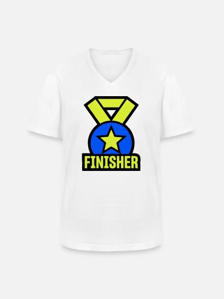 Stolzer Finisher Medaille Stern - Männer-T-Shirt mit V-Ausschnitt - Weiß