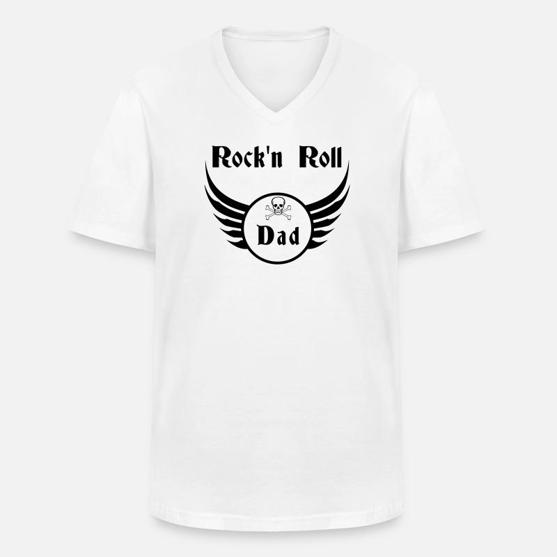 Dad Rock and Roll Skull Wings - Männer-T-Shirt mit V-Ausschnitt - Weiß