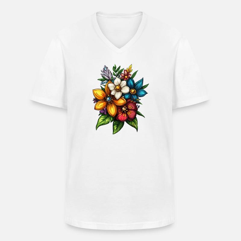 Blumenstrauß Farbexplosion - Männer-T-Shirt mit V-Ausschnitt - Weiß
