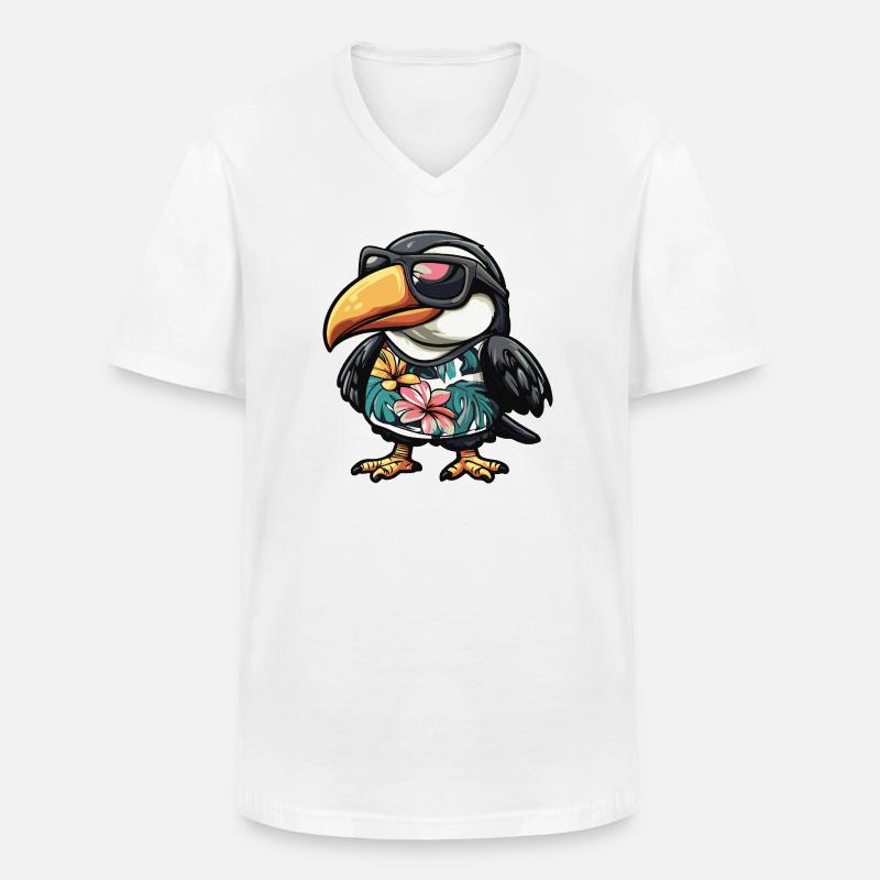Tukan Vogel Comic Urlaub - Männer-T-Shirt mit V-Ausschnitt - Weiß