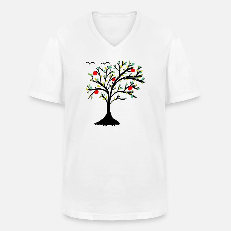 Apfelbaum Baum Garten Apfel  - Männer-T-Shirt mit V-Ausschnitt - Weiß