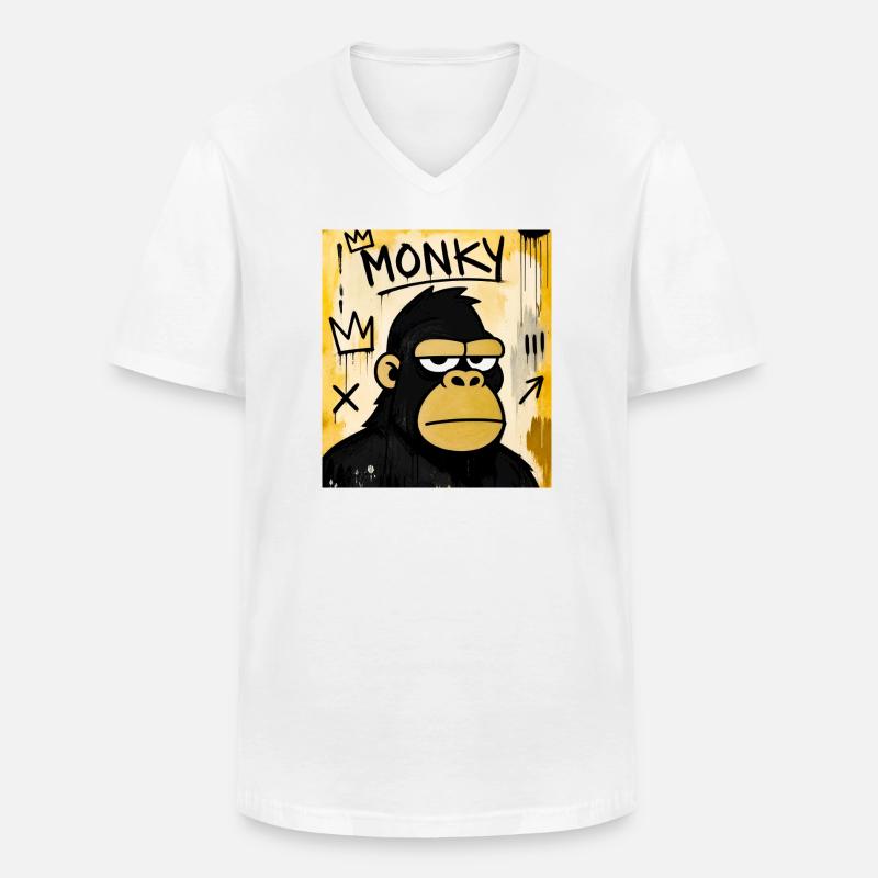 Monky Graffiti Ape - Männer-T-Shirt mit V-Ausschnitt - Weiß
