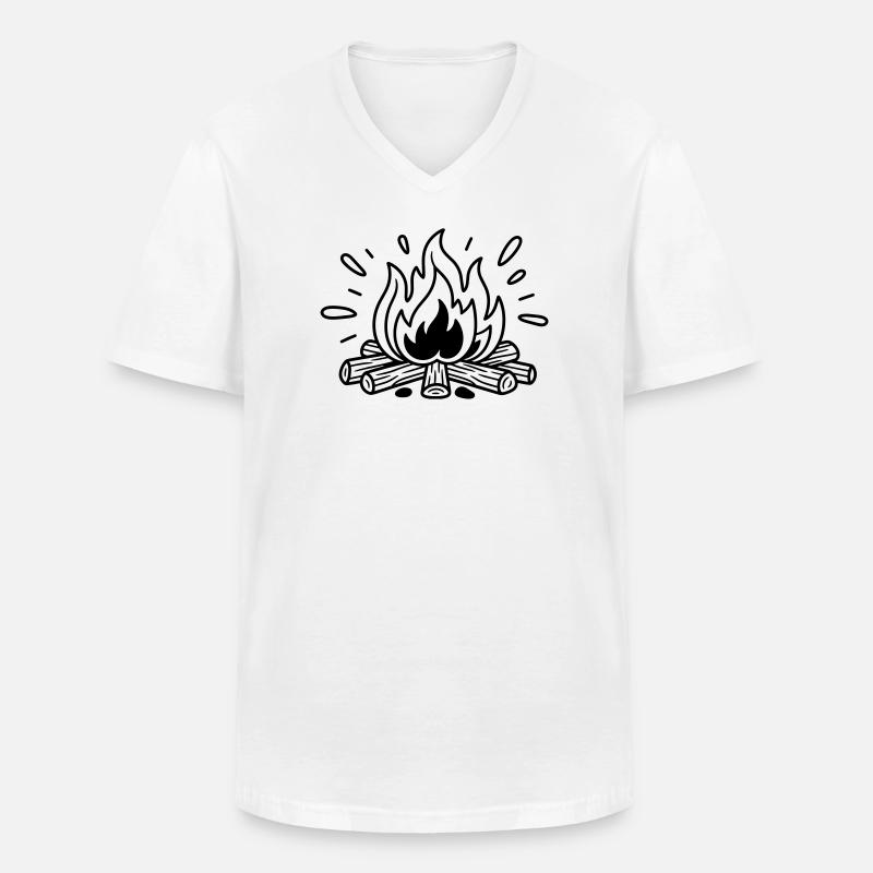 Lagerfeuer - Männer-T-Shirt mit V-Ausschnitt - Weiß