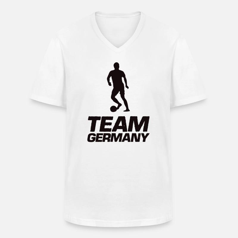 TeamGermany Silhouette Kick - Männer-T-Shirt mit V-Ausschnitt - Weiß