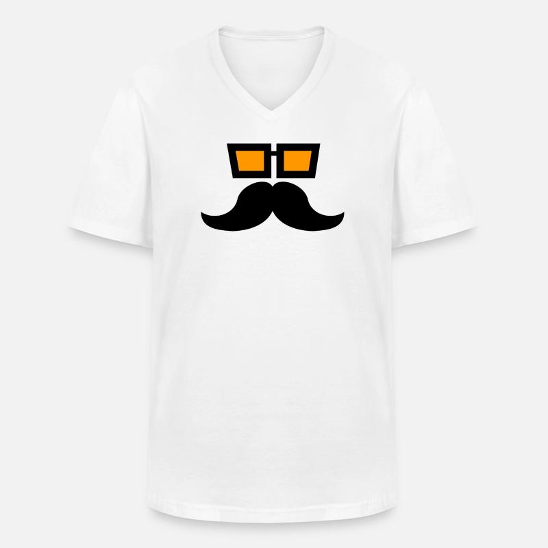 Schnurrbart - Männer-T-Shirt mit V-Ausschnitt - Weiß