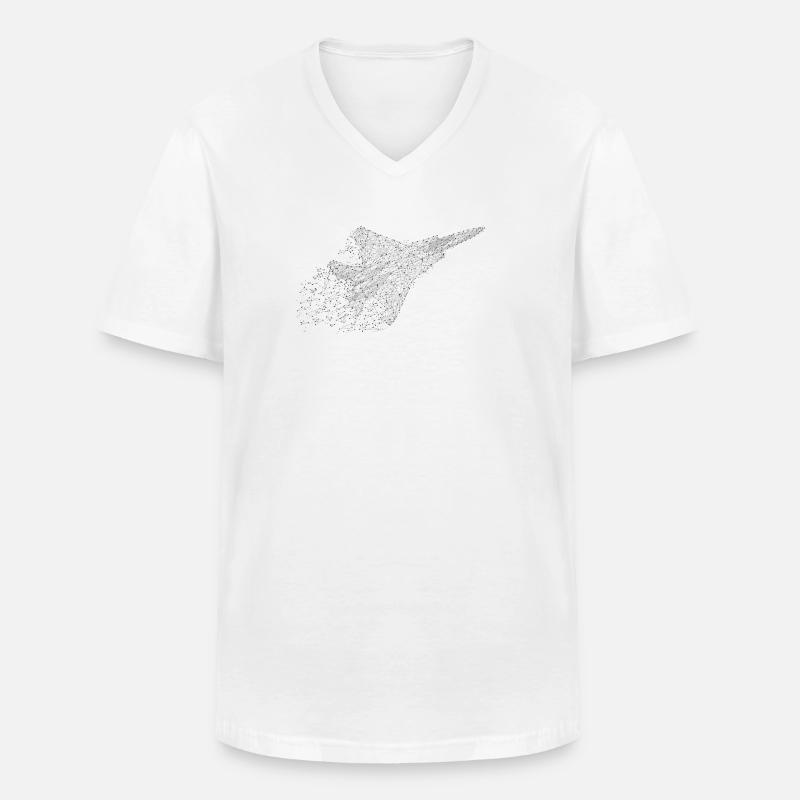 Kampfjet in Low-Poly-Optik - Männer-T-Shirt mit V-Ausschnitt - Weiß