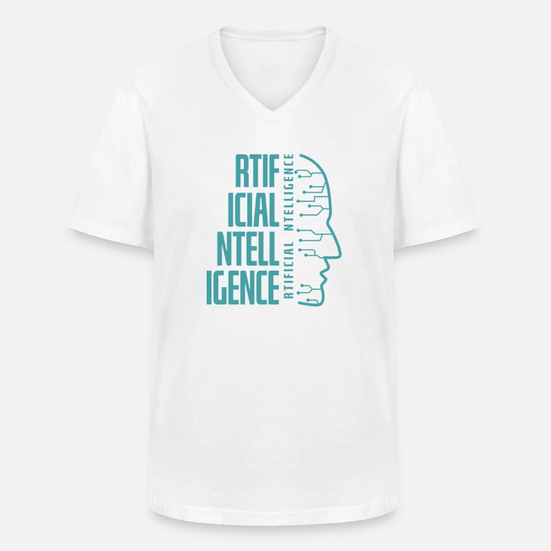Artificial Intelligence Circuit Face Design - Men's V-Neck T-Shirt - white