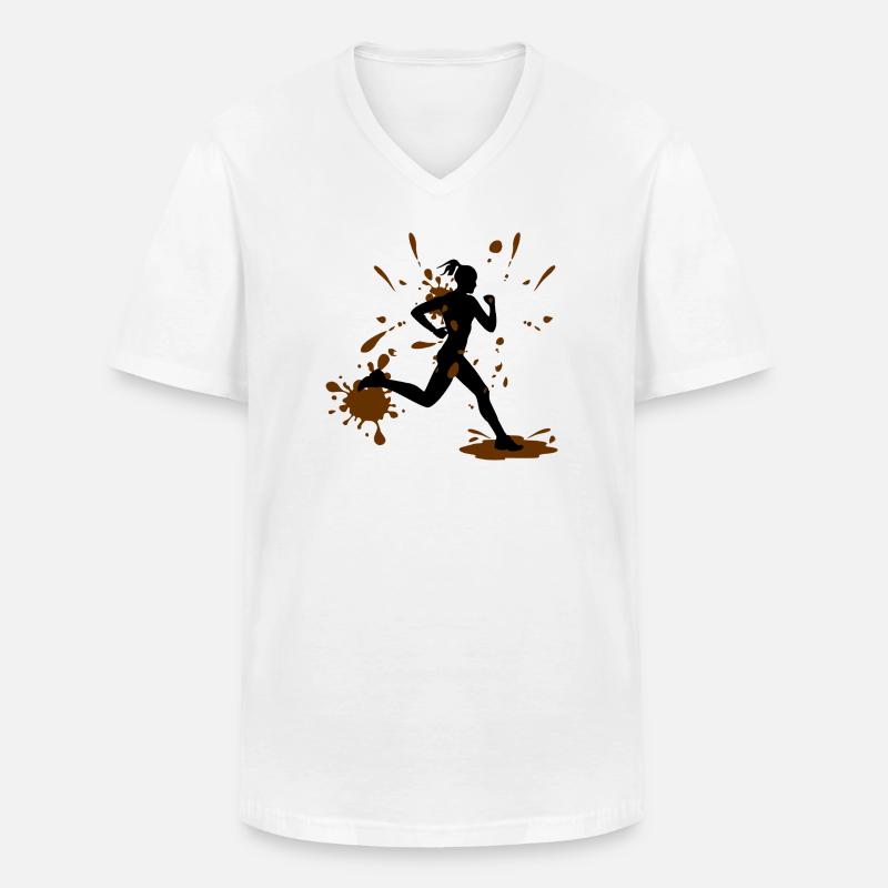 Mud Run Woman – Modder Runner Challenge - Männer-T-Shirt mit V-Ausschnitt - Weiß