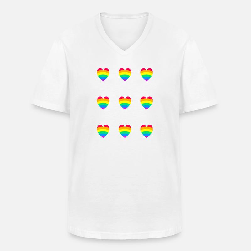 LGBT Pride Rainbow Hearts - Männer-T-Shirt mit V-Ausschnitt - Weiß