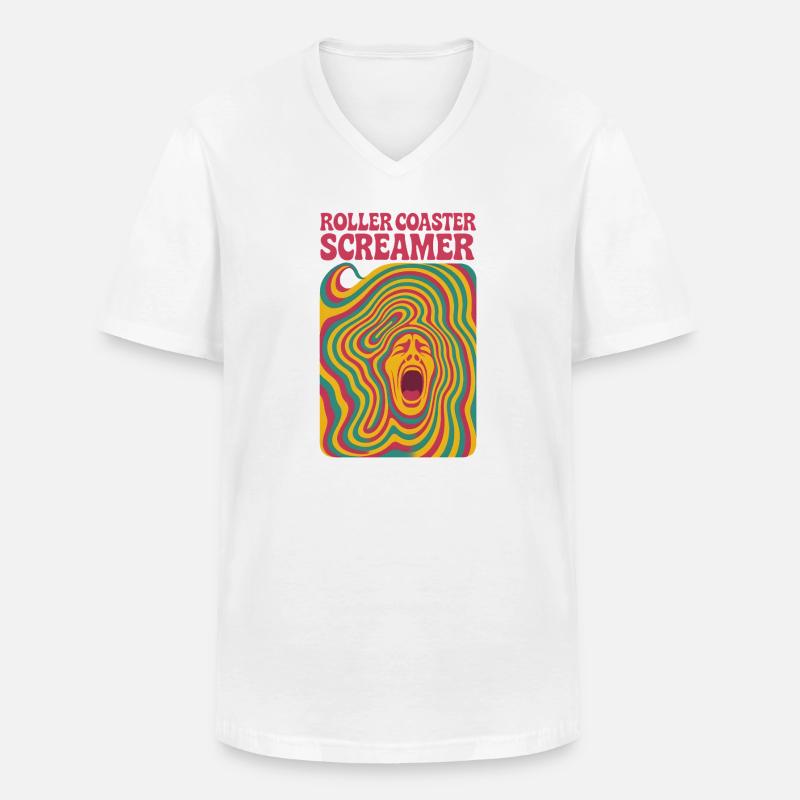 Achterbahn Schreihals | Freizeitpark - Männer-T-Shirt mit V-Ausschnitt - Weiß