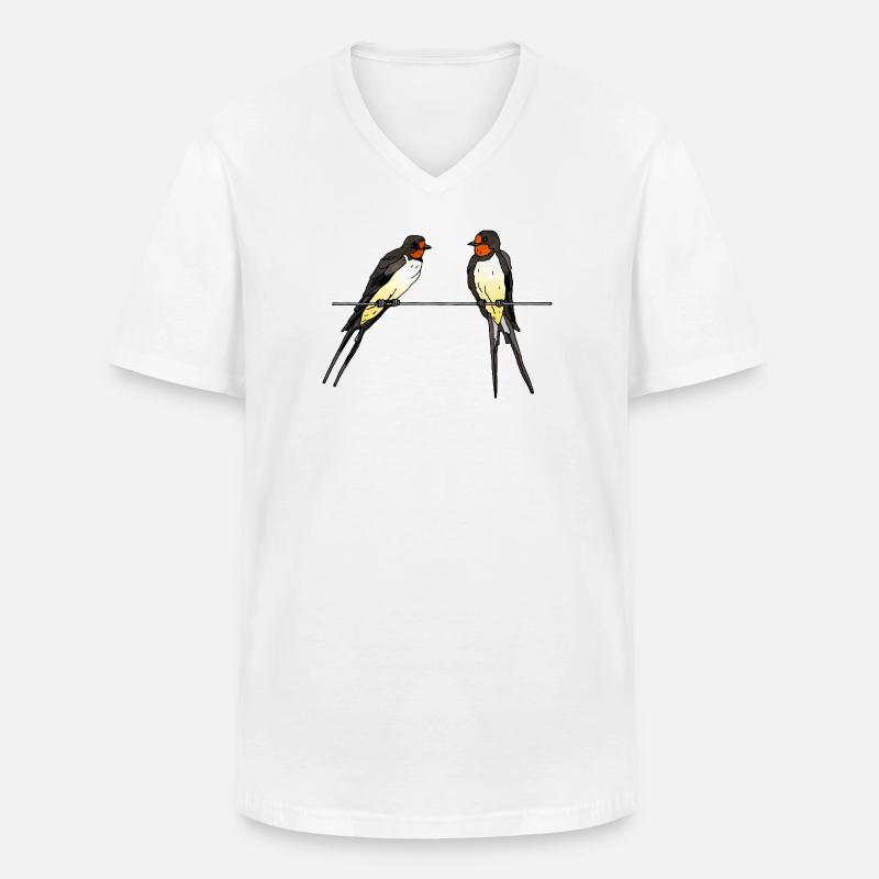 Schwalben - Männer-T-Shirt mit V-Ausschnitt - Weiß