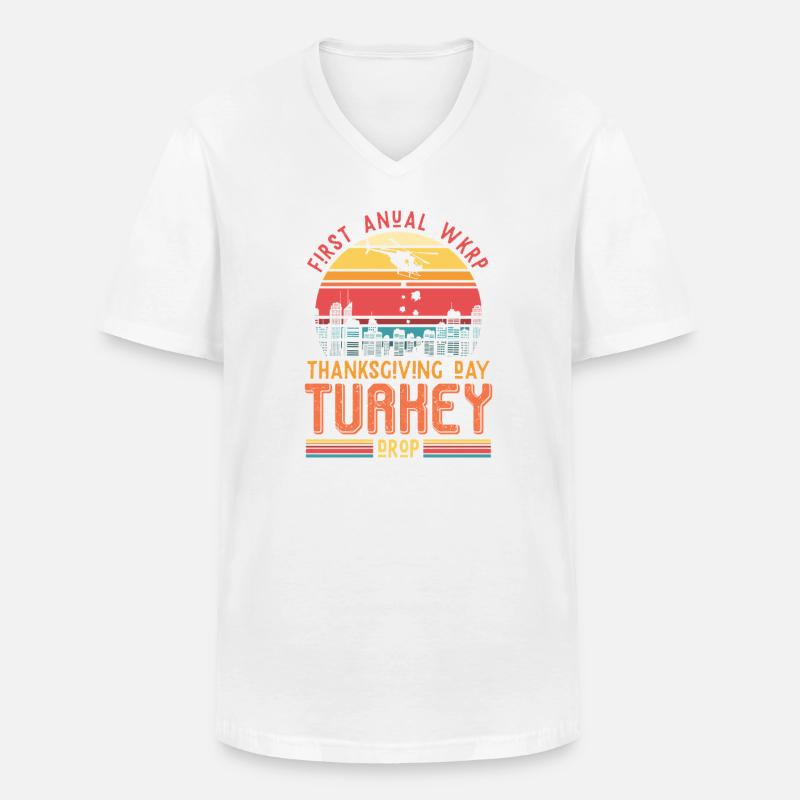 Thanksgiving Turkey Drop Retro Geschenk - Männer-T-Shirt mit V-Ausschnitt - Weiß
