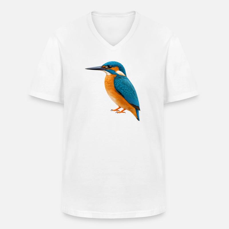 Bunter Eisvögel - Männer-T-Shirt mit V-Ausschnitt - Weiß