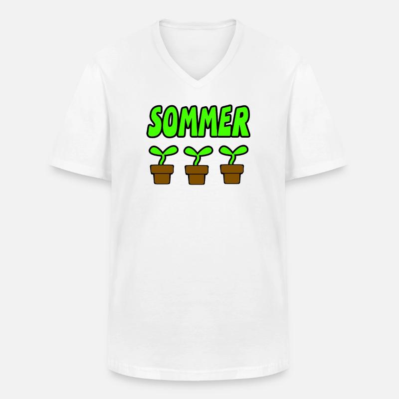 Sommer - Männer-T-Shirt mit V-Ausschnitt - Weiß