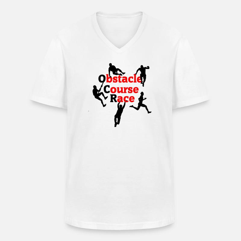Hindernisparcoursrennen – Rotes Aufpralldesign - Männer-T-Shirt mit V-Ausschnitt - Weiß