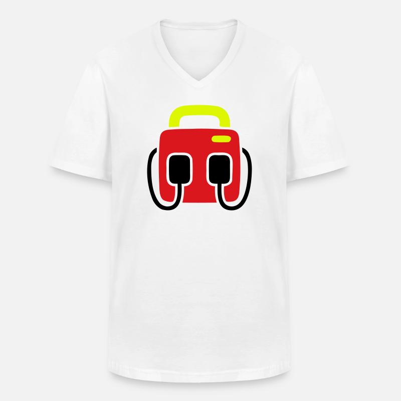 Defibrillator AED Erste Hilfe - Männer-T-Shirt mit V-Ausschnitt - Weiß