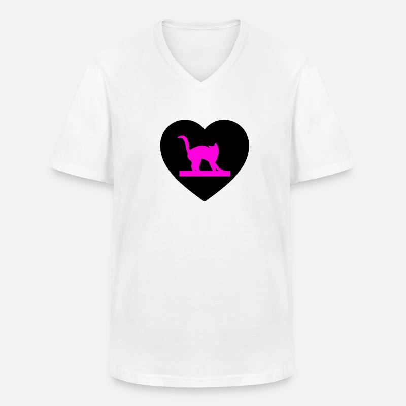 Katzen - Männer-T-Shirt mit V-Ausschnitt - Weiß