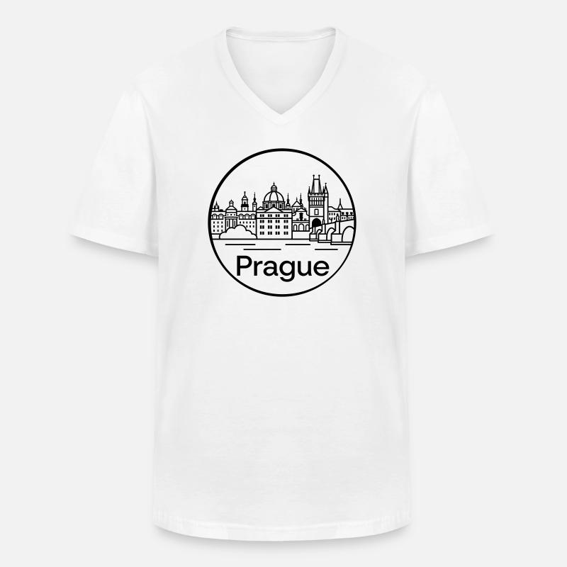 Prag - Männer-T-Shirt mit V-Ausschnitt - Weiß