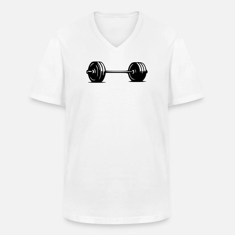 Barbell - Männer-T-Shirt mit V-Ausschnitt - Weiß