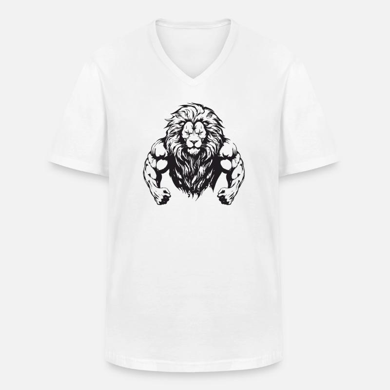 Löwe Muskeln - Männer-T-Shirt mit V-Ausschnitt - Weiß