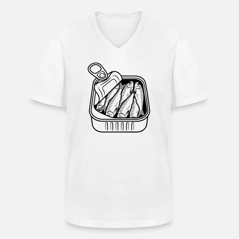 Sardinen - Männer-T-Shirt mit V-Ausschnitt - Weiß