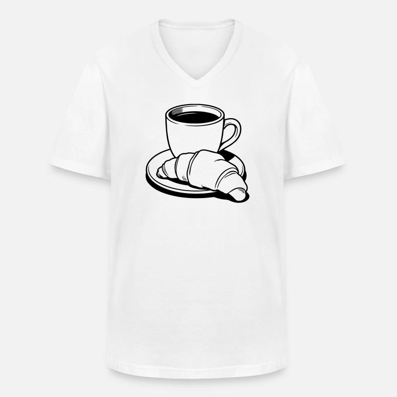 Kaffeecroissant - Männer-T-Shirt mit V-Ausschnitt - Weiß