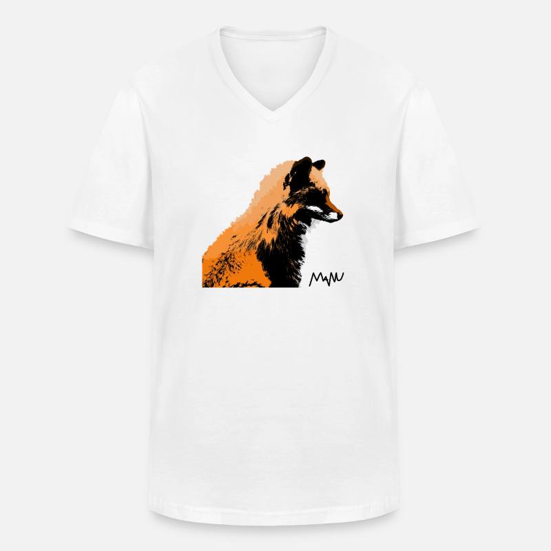 Fuchs - Männer-T-Shirt mit V-Ausschnitt - Weiß
