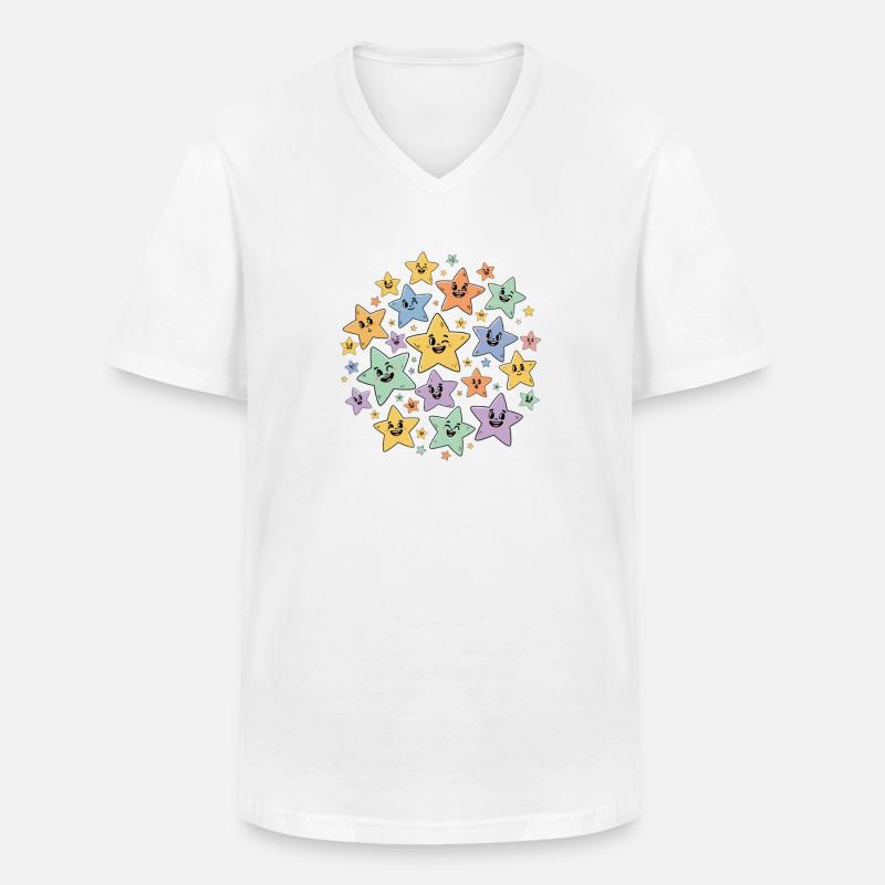 Bunte Sternchen Explosion - Männer-T-Shirt mit V-Ausschnitt - Weiß