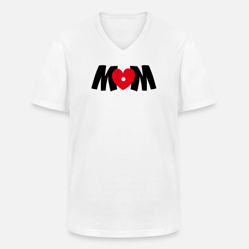 Mama Herz - Männer-T-Shirt mit V-Ausschnitt - Weiß