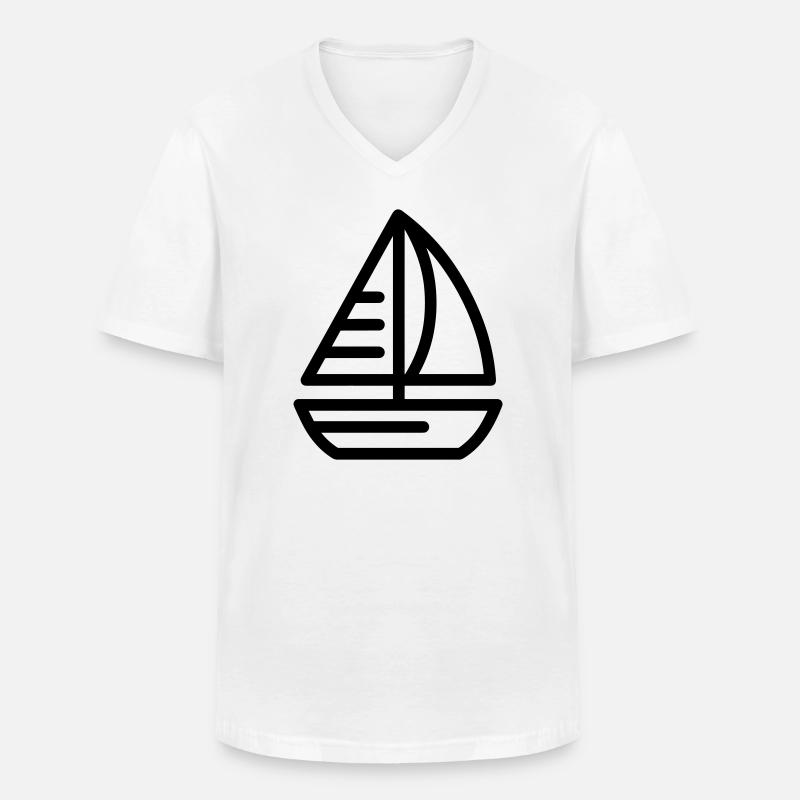 Boot - Männer-T-Shirt mit V-Ausschnitt - Weiß