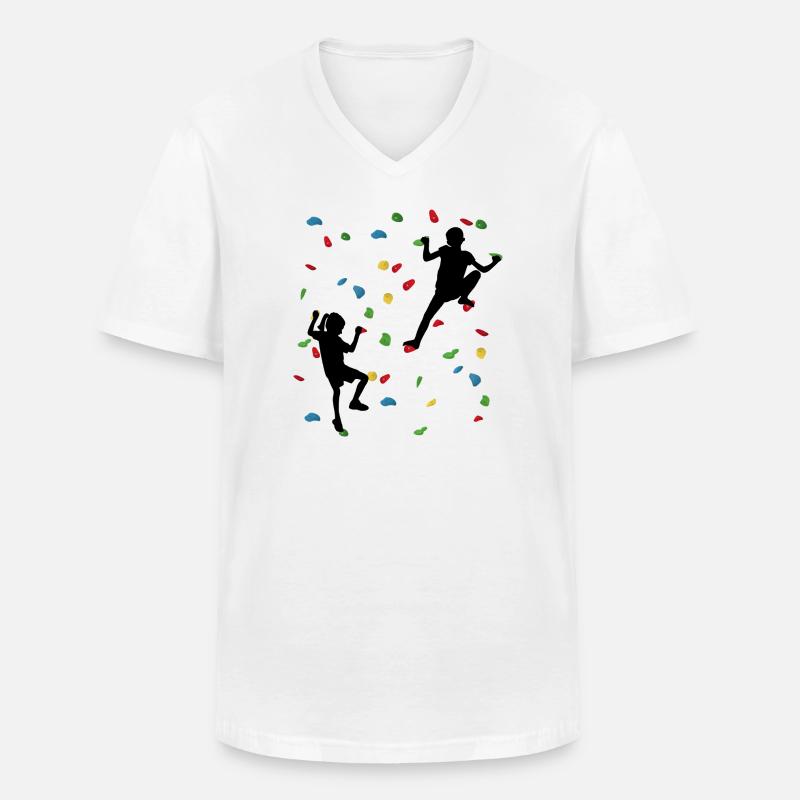 Climbing Wall Kids – Junge Kletterer - Männer-T-Shirt mit V-Ausschnitt - Weiß