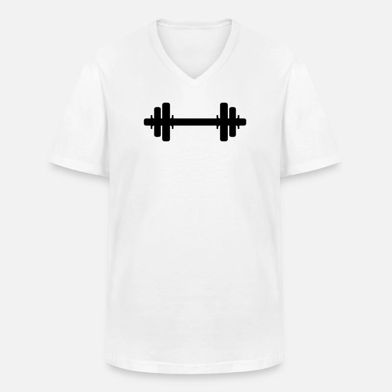 Hantel - Männer-T-Shirt mit V-Ausschnitt - Weiß