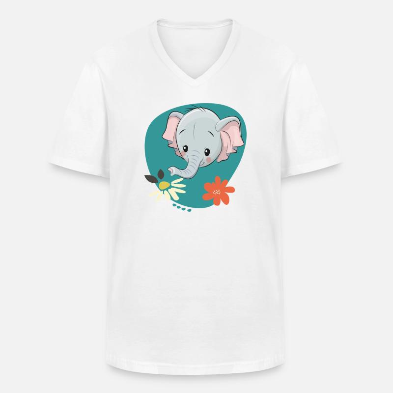 Elefant - Männer-T-Shirt mit V-Ausschnitt - Weiß