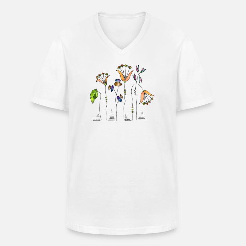 Blumen - Männer-T-Shirt mit V-Ausschnitt - Weiß