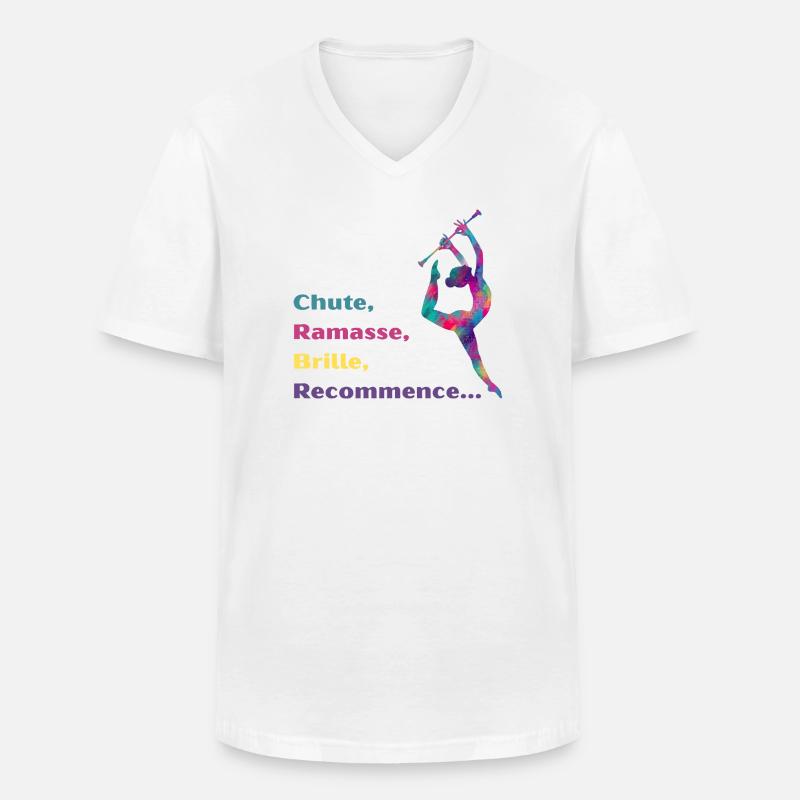 Chute-_Ramasse-_Recommence-- - T-shirt col V Homme - blanc