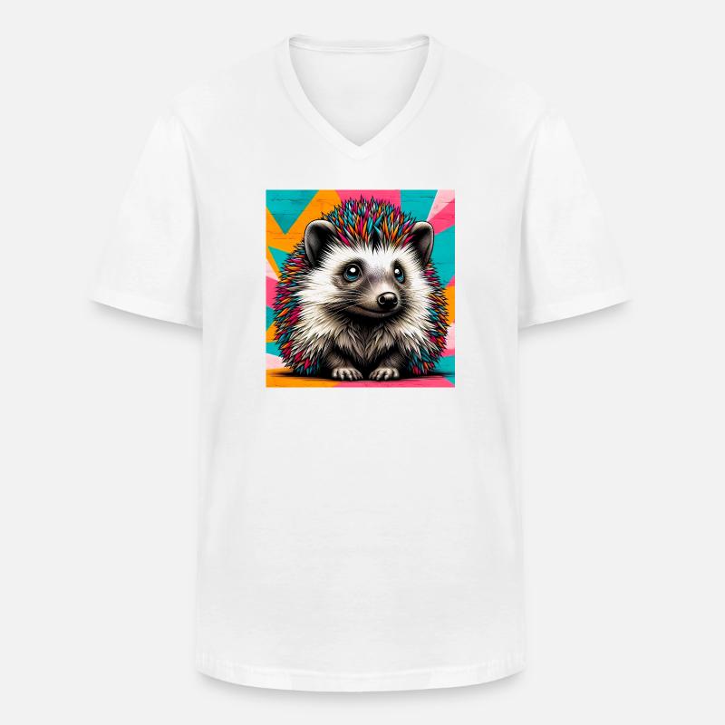Igel - Männer-T-Shirt mit V-Ausschnitt - Weiß