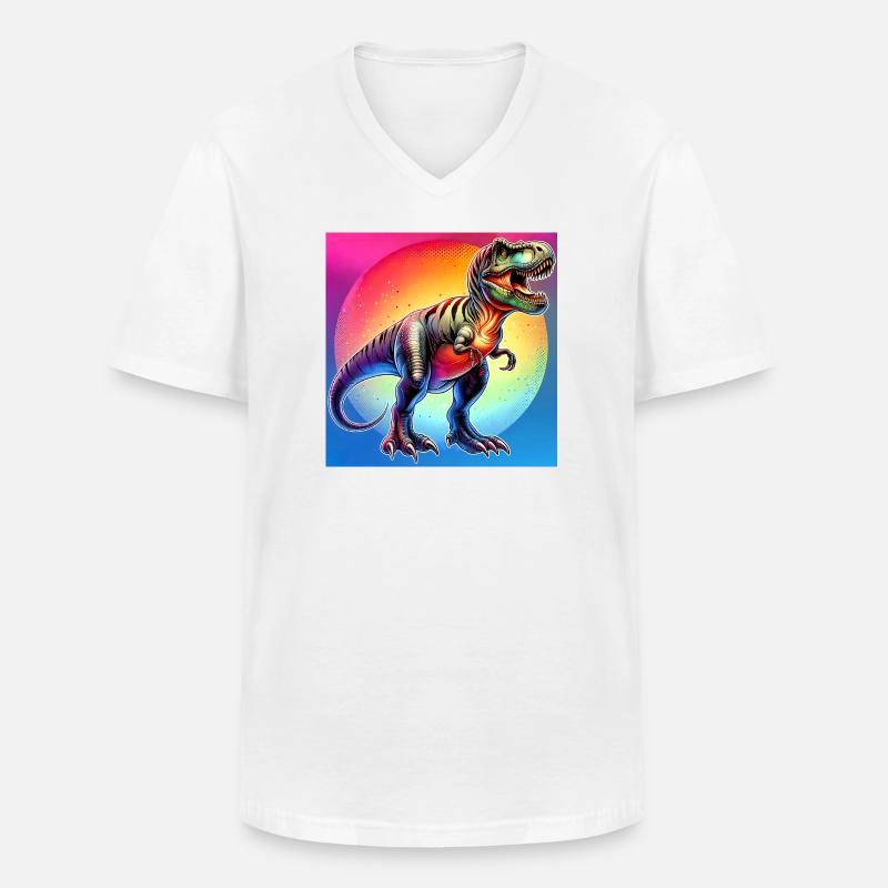 Dinosaurier - Männer-T-Shirt mit V-Ausschnitt - Weiß
