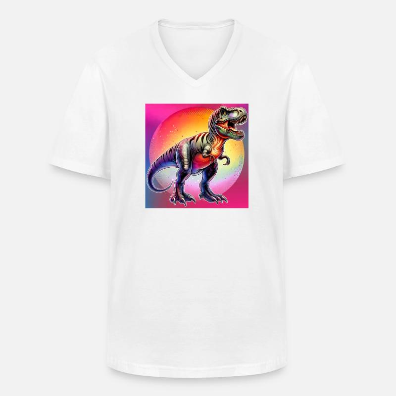 Dinosaurier - Männer-T-Shirt mit V-Ausschnitt - Weiß