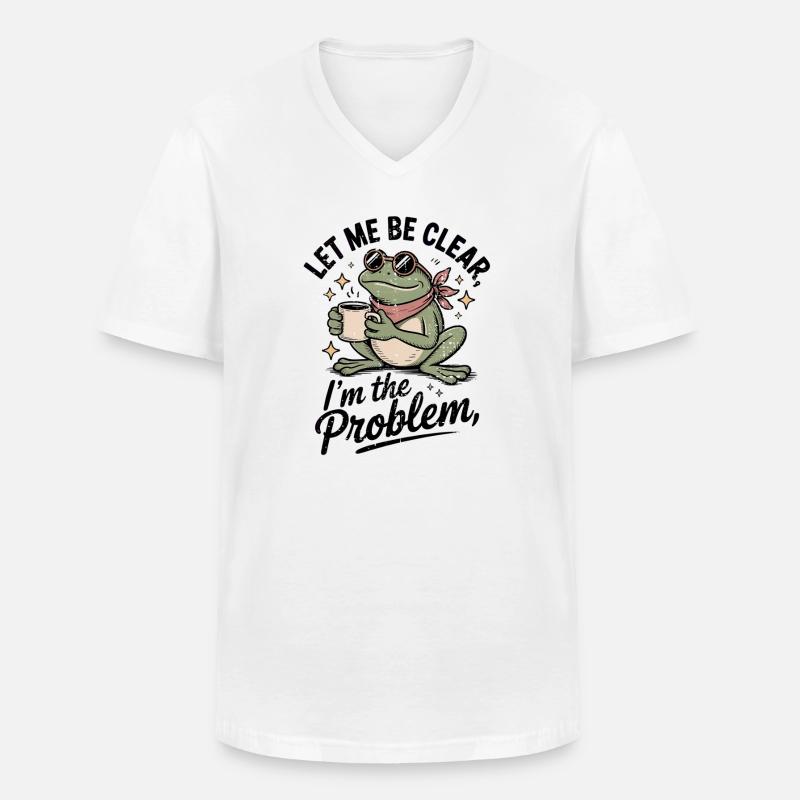Koffeinhaltiger Frosch: Ich bin das Problem - Männer-T-Shirt mit V-Ausschnitt - Weiß