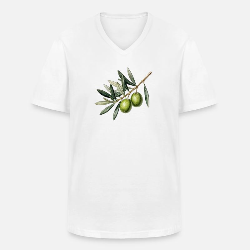 Botanischer Olivenzweig - Männer-T-Shirt mit V-Ausschnitt - Weiß